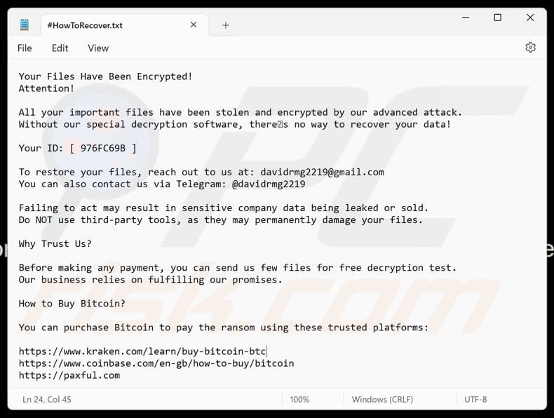 Lord ransomware archivo de texto (HowToRecover.txt)