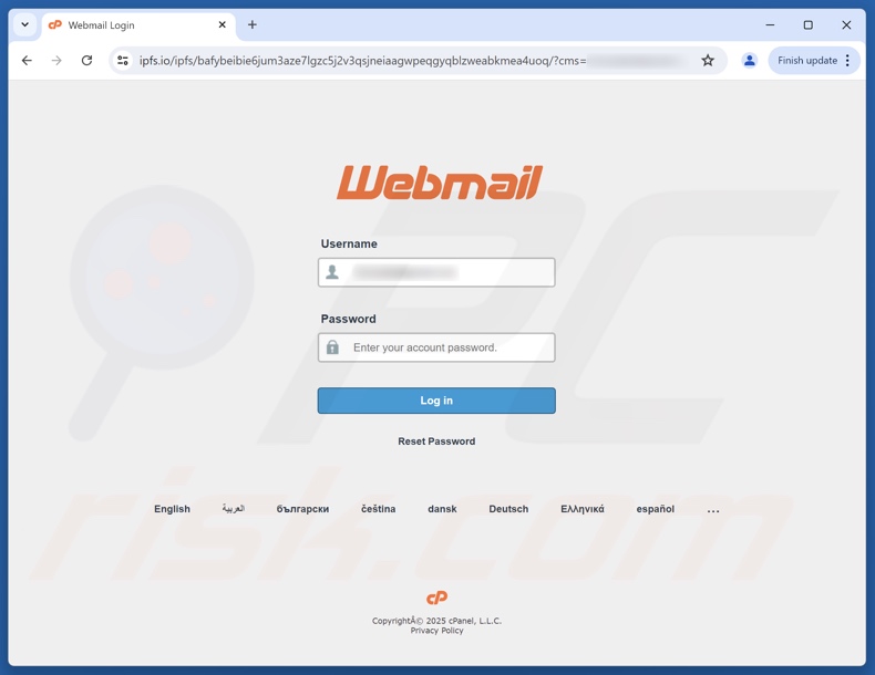 Pending Email Release correo electrónico fraudulento que promocionaba un sitio web de phishing
