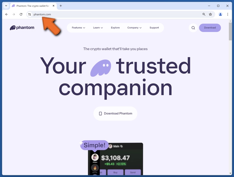 Aparición del sitio web real de Phantom (phantom.com)