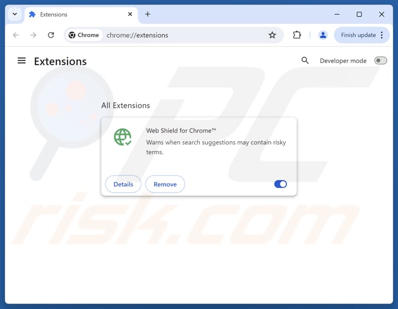 Eliminar las extensiones de Google Chrome relacionadas con service.webshieldhub.com