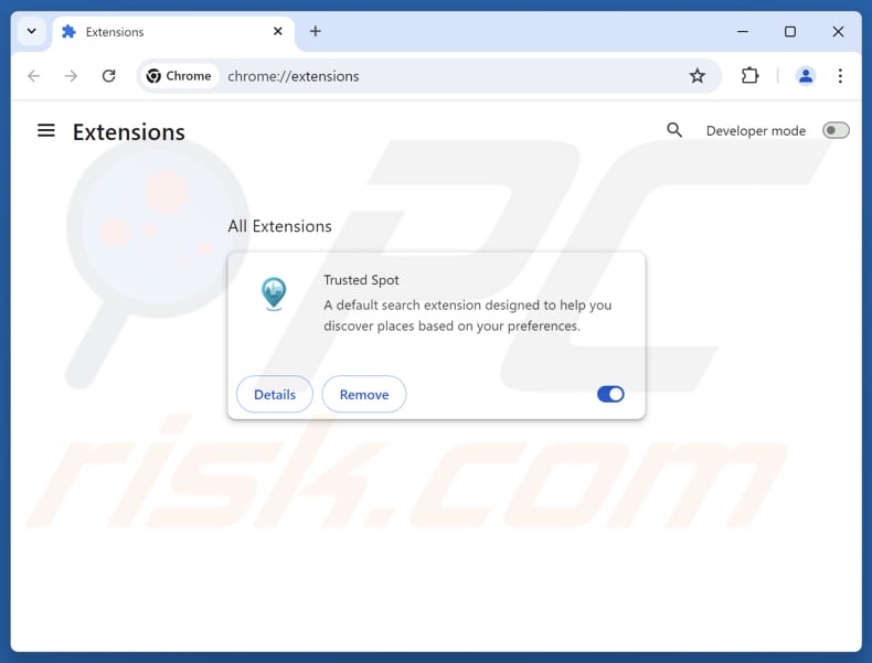 Eliminar las extensiones de Google Chrome relacionadas con trustedspotsearch.com