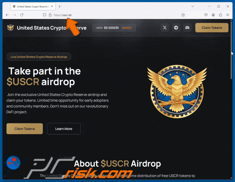 United States Crypto Reserve ($USCR) Airdrop Apariencia de estafa