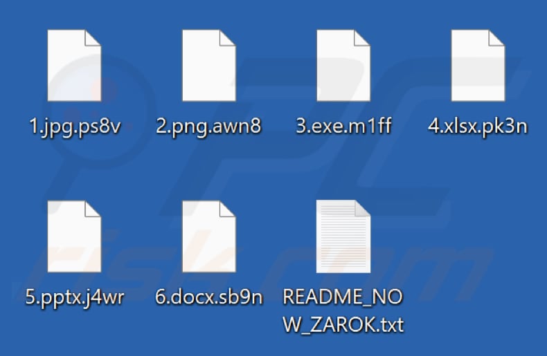 Archivos cifrados por el ransomware Zarok (extensión aleatoria)
