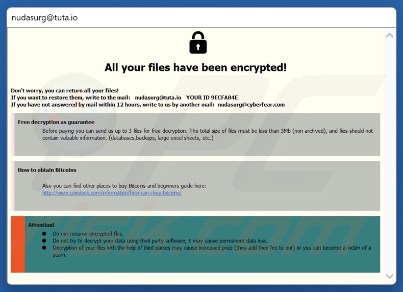 Zeo ransomware nota de rescate (pop-up)