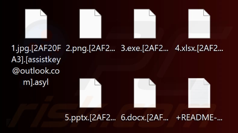 Archivos cifrados por el ransomware Asyl (extensión .asyl)