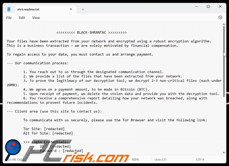 Black Shrantac ransomware nota de rescate (shrt.readme.txt) GIF
