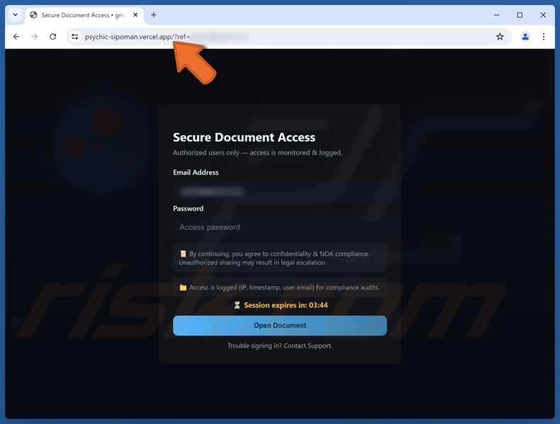 Contract Quote Página falsa de estafa por correo electrónico