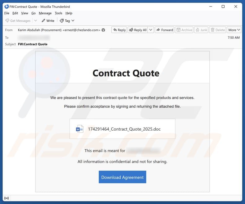 Contract Quote campaña de correo electrónico no deseado