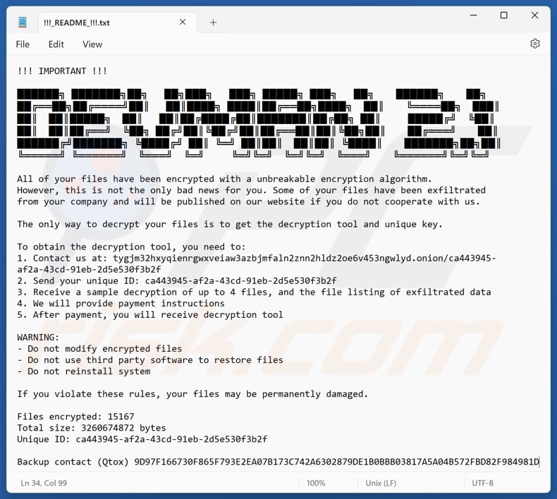 DEVMAN 21 ransomware archivo de texto (!!!_README_!!!.txt)