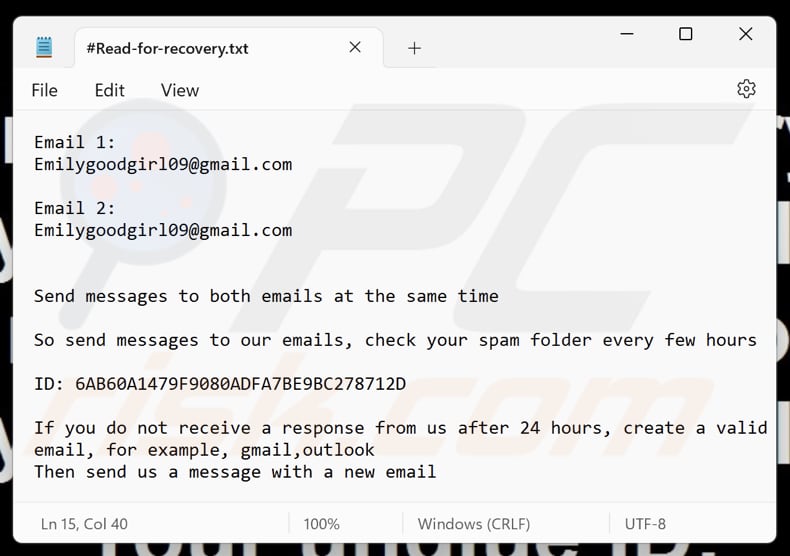 Archivo de texto del ransomware GoodGirl (#Read-for-recovery.txt)