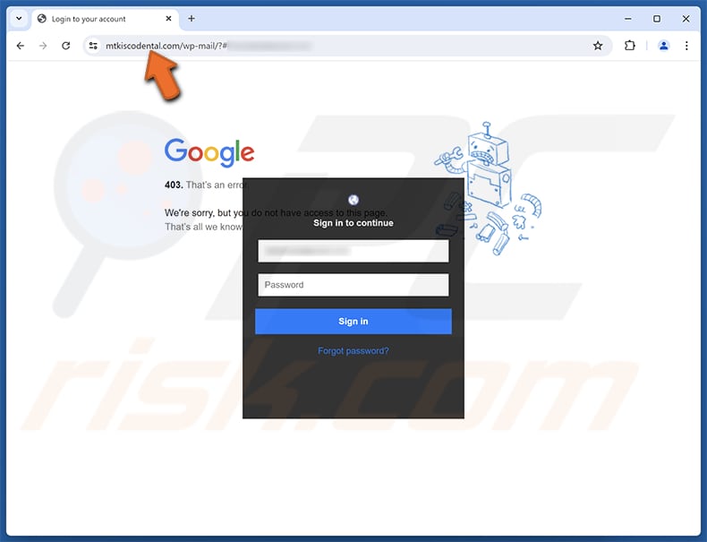 HSBC - Página de phishing con detalles de facturas por correo electrónico