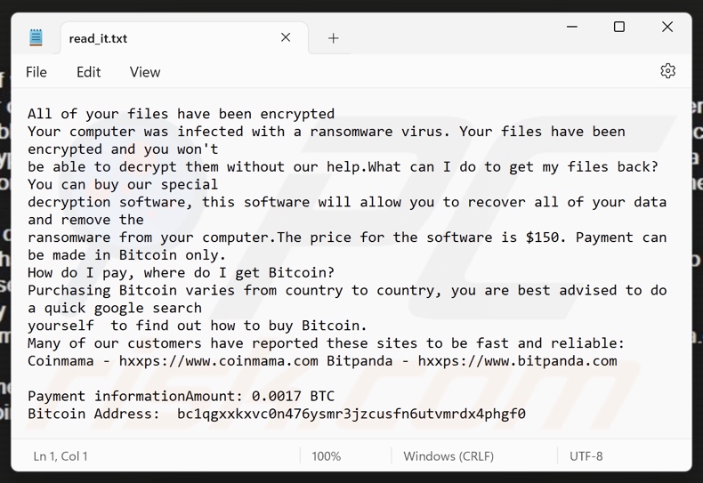 Pryct ransomware nota de rescate (read_it.txt)