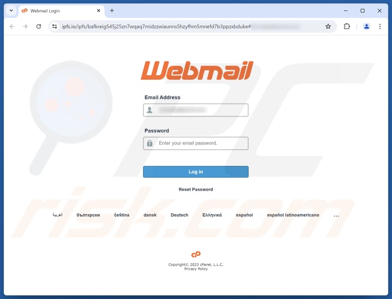 Request To Cancel Your Webmail Account Página de phishing para estafas por correo electrónico