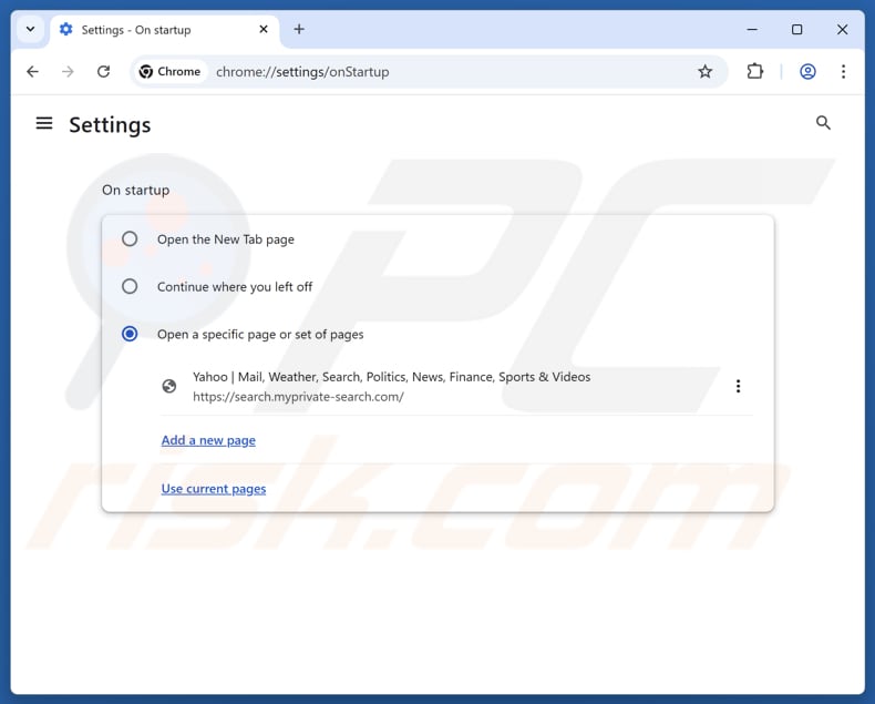 Eliminar search.myprivate-search.com de la página de inicio de Google Chrome