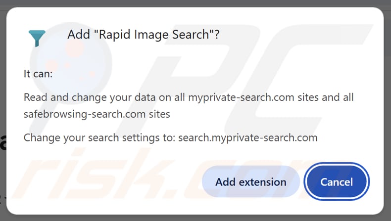 Secuestrador del navegador Rapid Image Search que solicita permisos