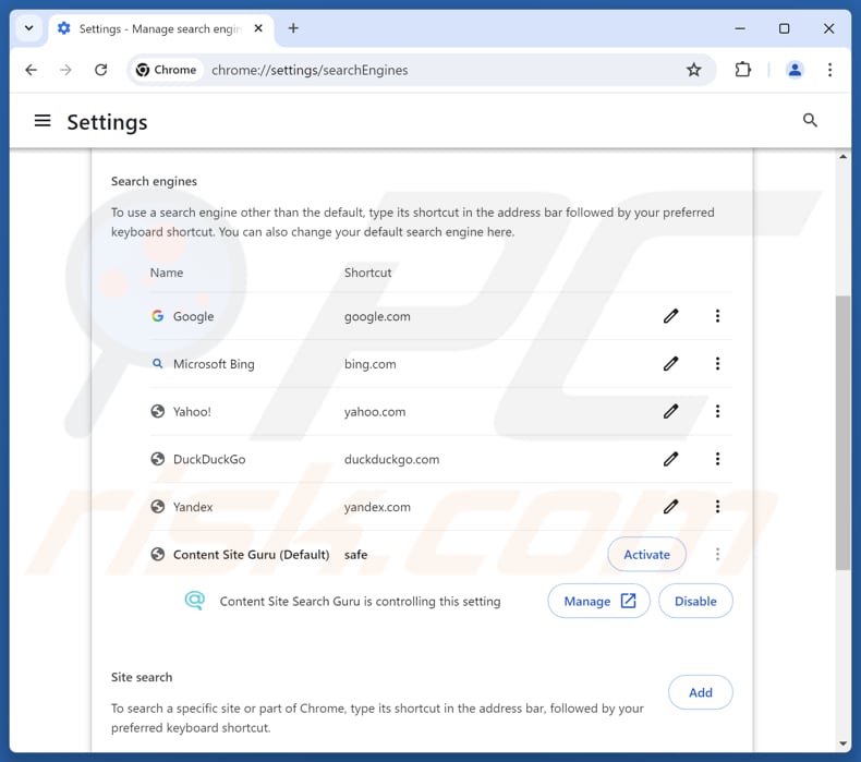 Eliminando search.searchsafe.tech del motor de búsqueda predeterminado de Google Chrome