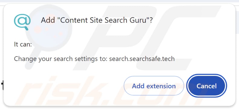 El secuestrador de navegador Content Site Search Guru solicitando permisos