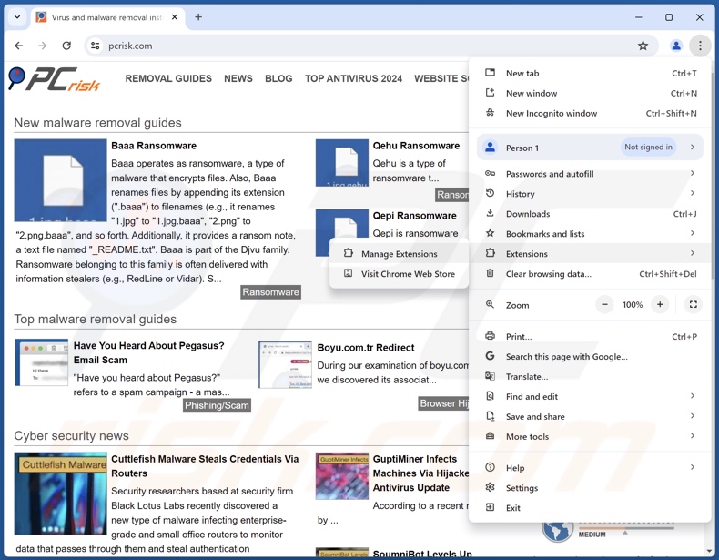Eliminar extensiones fraudulentas de Google Chrome paso 1