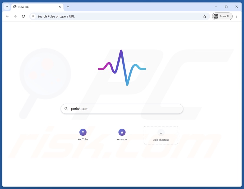 Página de inicio del navegador fraudulento Pulse