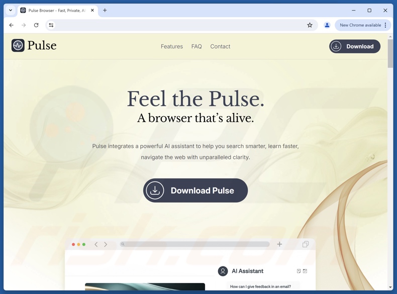 Sitio web utilizado para promocionar la PUA Pulse