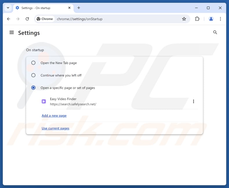 Eliminar search.safelysearch.net de la página de inicio de Google Chrome