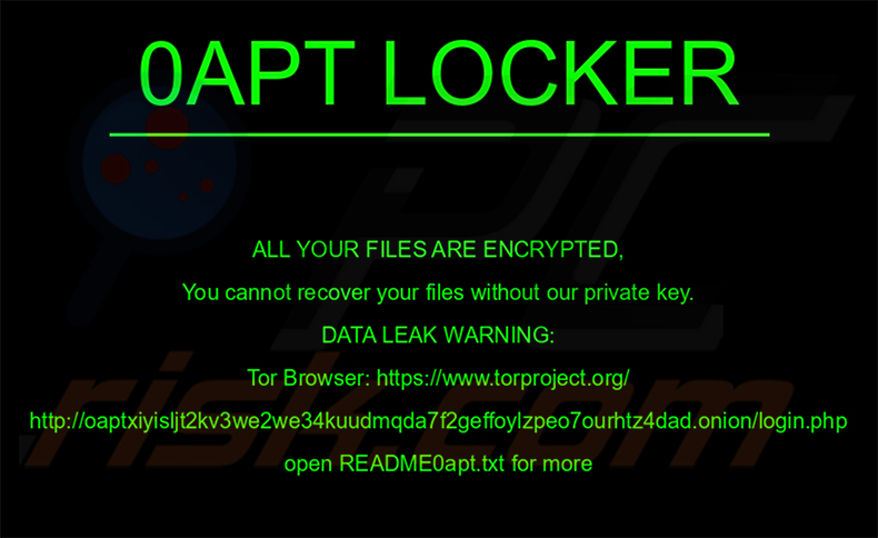 0apt Locker ransomware fondo de pantalla