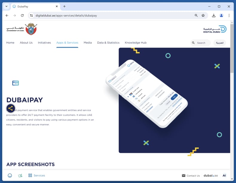Dubai Pay - Estafa por correo electrónico con solicitud de reembolso sitio web real (digitaldubai.ae)