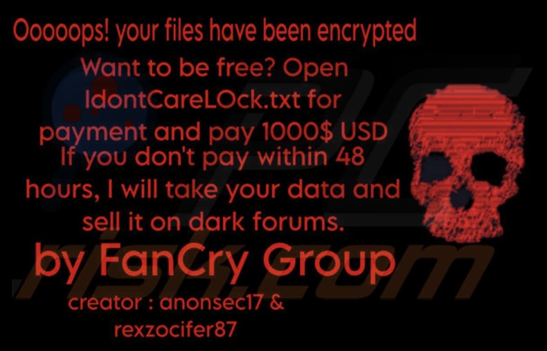 Fondo de pantalla del ransomware IdontCareLOck