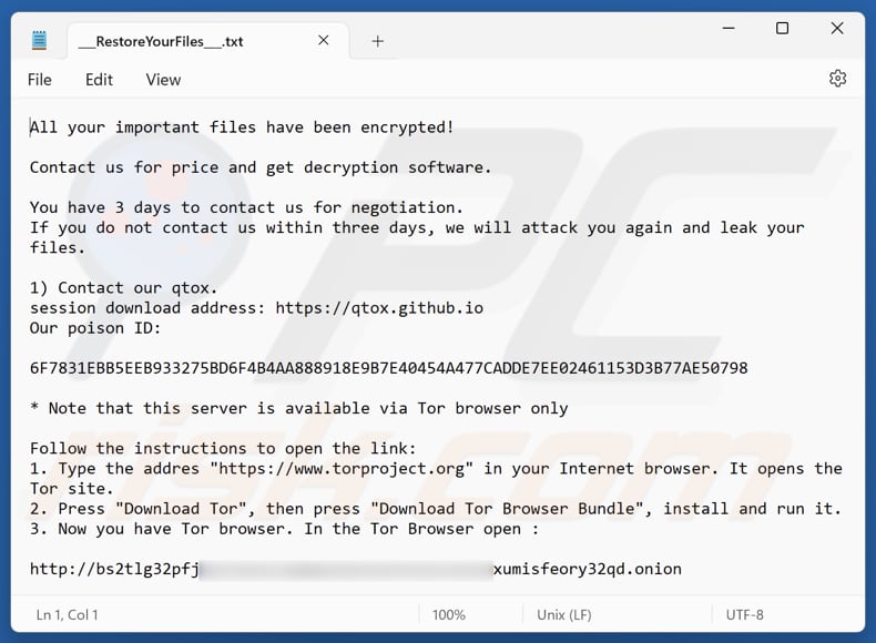 Archivo de texto del ransomware Reynolds (___RestoreYourFiles___.txt)