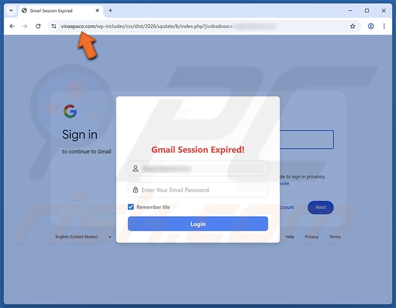 Unusual Activity On Your Account Correo electrónico fraudulento sitio web falso