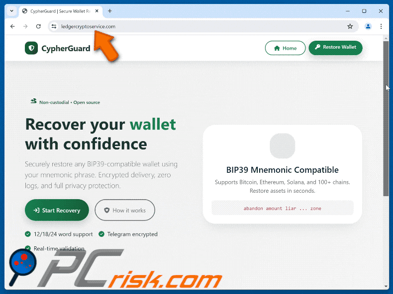 Aparición de la estafa de la falsa herramienta de recuperación de la cartera de criptomonedas CypherGuard
