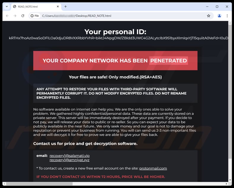 Zollo ransomware nota de rescate (READ_NOTE.html)