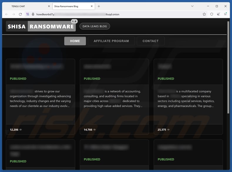 Sitio de filtración de datos del ransomware Black TENGU