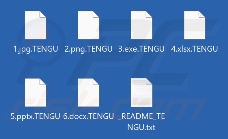 Archivos cifrados por el ransomware Black TENGU (extensión .TENGU)