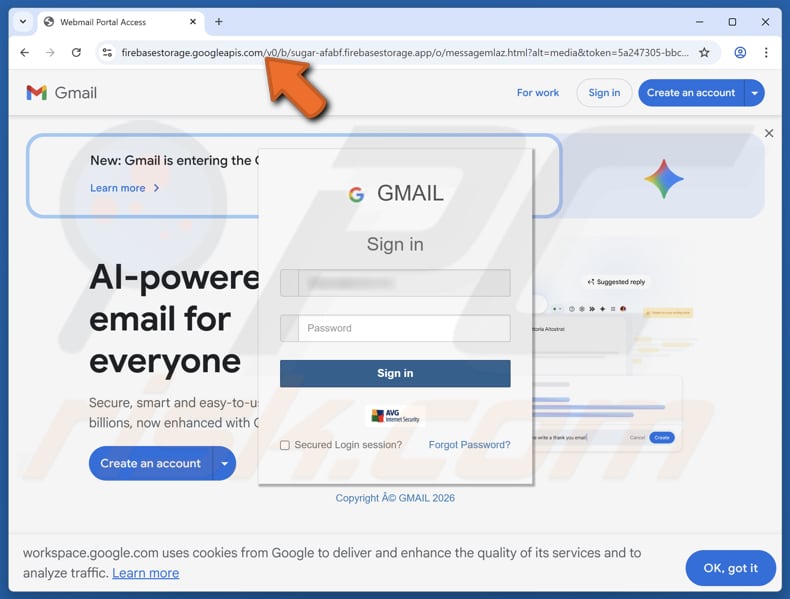 Sitio web falso de la estafa por correo electrónico Document Status Update