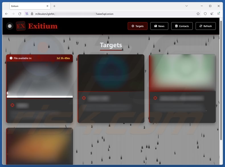 Exitium ransomware sitio web con fugas de datos
