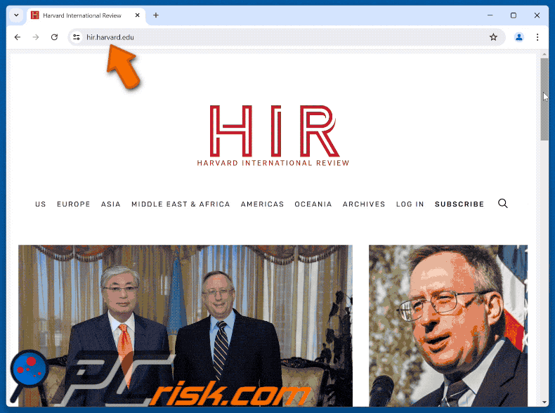 Apariencia de Hir.harvard.edu ClickFix malware