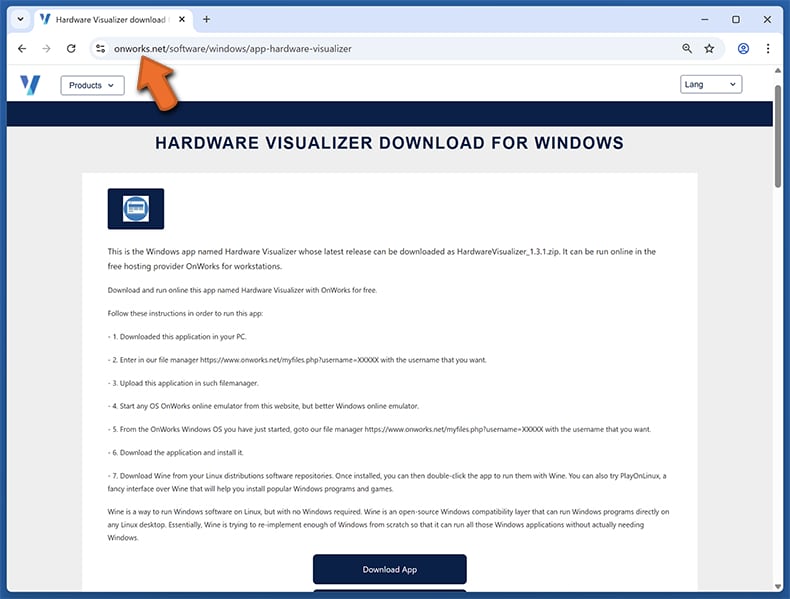Sitio web falso 2 del malware NWHStealer
