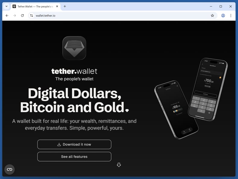 Estafa Tether Wallet Voting Rewards - sitio web real (tether.io)