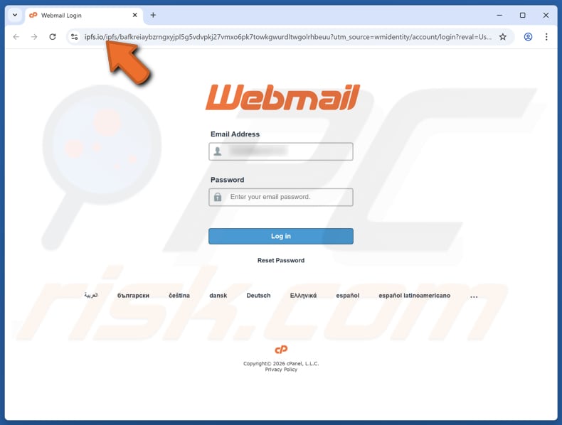 Sitio web falso de la estafa por correo electrónico Webmail - Two-Factor Authentication (2FA)
