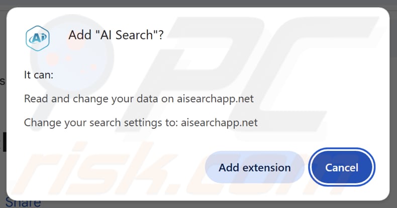 permisos solicitados por la redirección aisearchapp.net