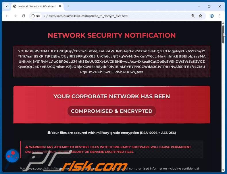 Nota de rescate del ransomware BARADAI (read_to_decrypt_files.html)
