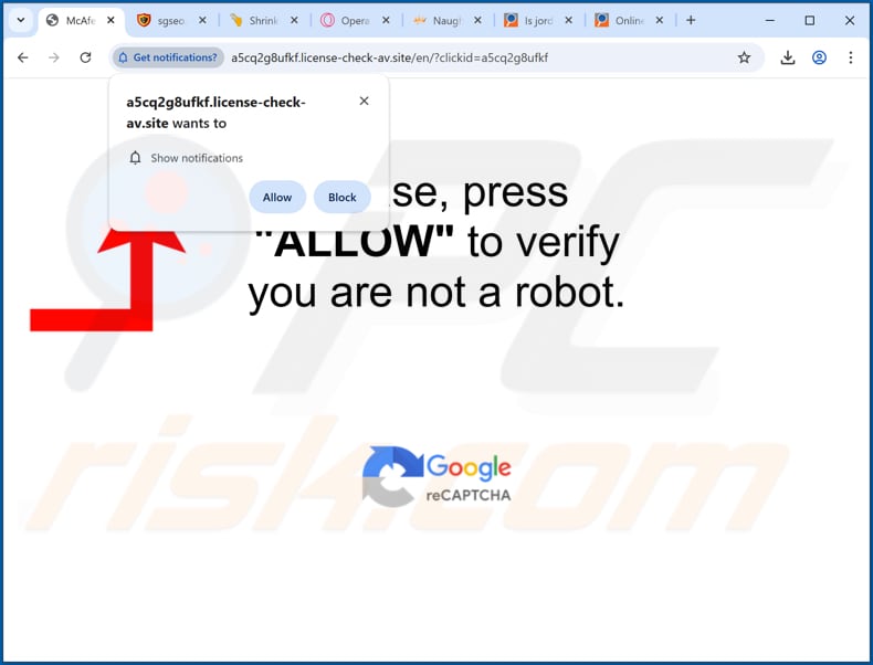 Anuncios de license-check-av[.]site