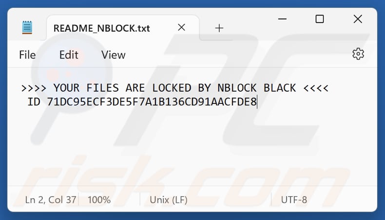 Archivo de texto del ransomware NBLock Black (README_NBLOCK.txt)