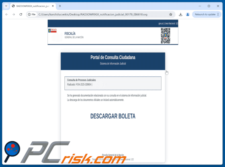 Cadena de infección del malware NexusRAT