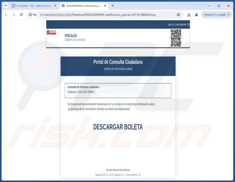 Archivo adjunto SVG del malware NexusRAT que contiene el malware