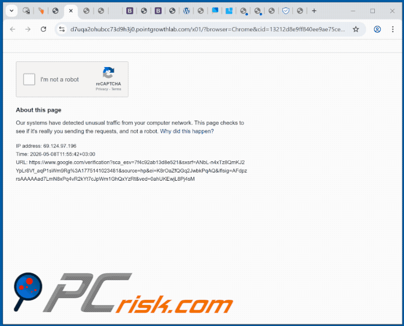 apariencia del sitio web pointgrowthlab[.]com (GIF)