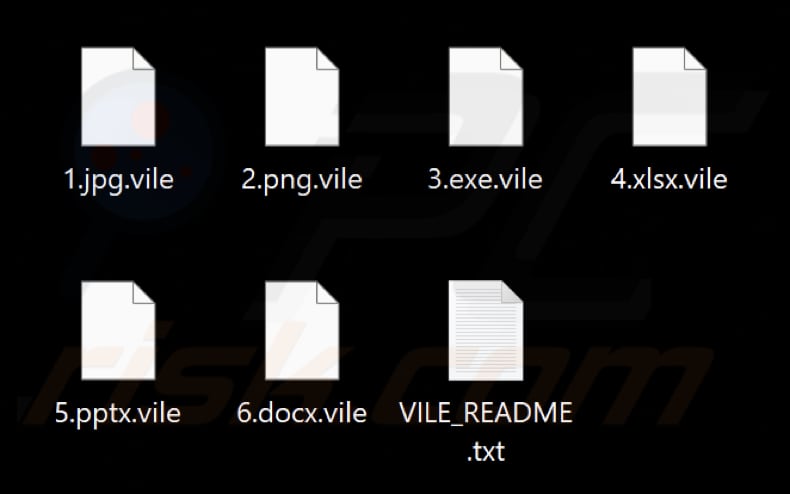 Archivos cifrados por el ransomware Vile (extensión .vile)