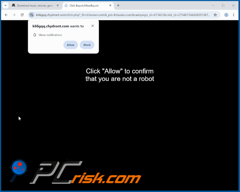 apariencia del sitio web chydront[.]com (GIF)