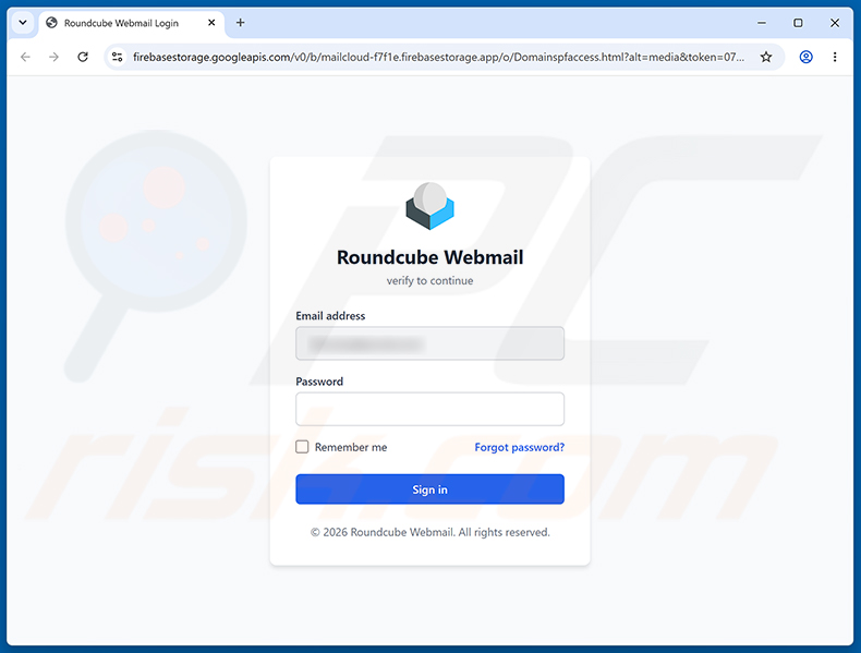 Página de phishing Domain Ownership Revalidation Required